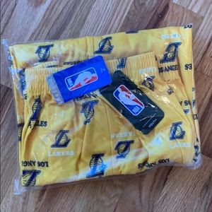 la lakers fleece pajama bottoms
